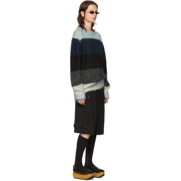 Acne Studios Blue & Grey Striped Albah Mohair Sweater - Picture 5 of 6